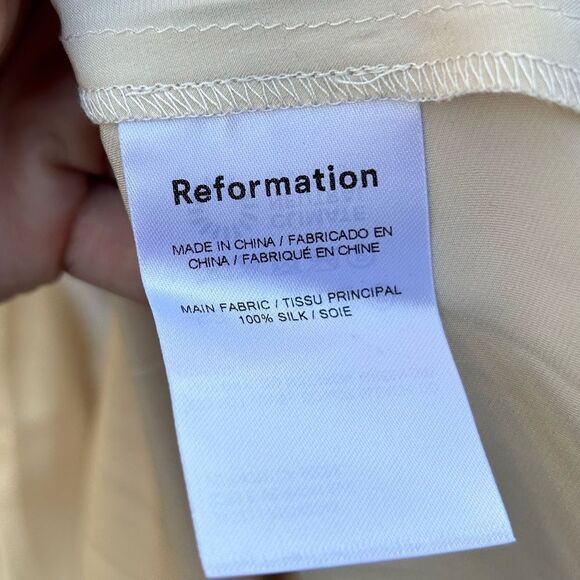 NWT Reformation Ivory Alani Silk Side Slit Backless Halter Maxi Dress size 14 - Picture 8 of 12